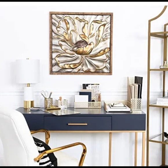 Gold Mesh Metal Office Organizer set - Picture 2 of 7